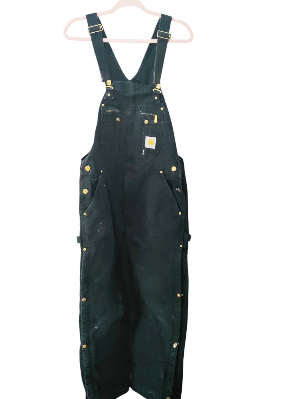 Vintage Carhartt Double Knee Duck Bib Overalls Quilted Carpenter Snap